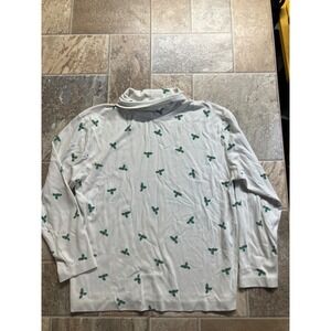 Aileen‎ White Holly Berry Print Long Sleeve Turtleneck Top Size L